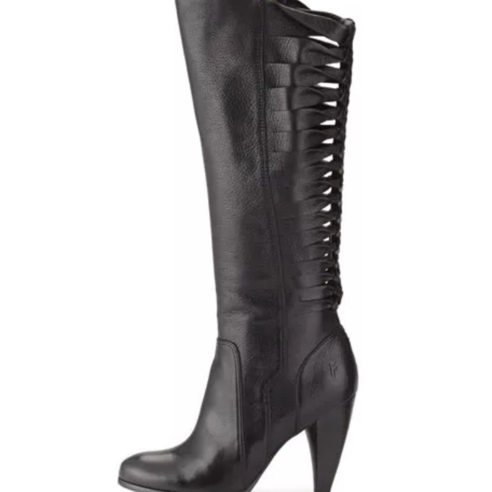 New Frye tall heeled boots twisted mikaela black 9 - Picture 1 of 8